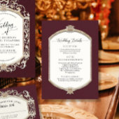 Elegante  Bourgondië Gold bruiloft details Kaart