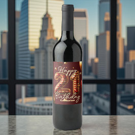 Elegante Bourgondië & Goud 21ste Verjaardag Wijn Etiket