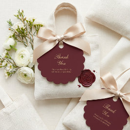 Elegante Bourgondië Gouden Script Huwelijk Bedankt Bedankjes Labels