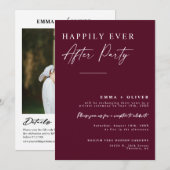 Elegante Bourgondië Happily Ever After QR-code fot Kaart (Voorkant / Achterkant)