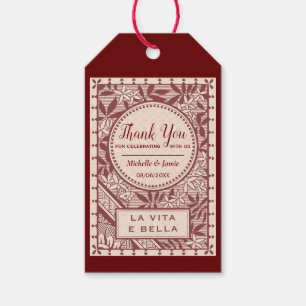 Elegante Bourgondië La Vita E Bella Citaat Cadeaulabel