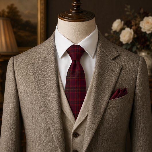Elegante Bourgondië Tartan Stropdas
