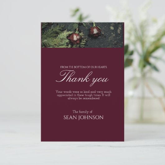 Elegante Bourgondië voor altijd in onze harten beg Bedankkaart (Staand voorkant)