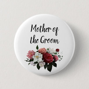Elegante Bourgondiër en Roze Moeder van de Bruideg Ronde Button 5,7 Cm