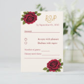 Elegante Bourgondiër RSVP Kaartje (Staand voorkant)