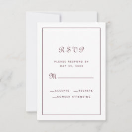 Elegante Bourgondiër Script Klassieke Trouw Bijlag RSVP Kaartje