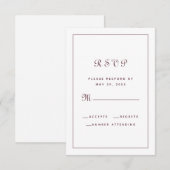 Elegante Bourgondiër Script Klassieke Trouw Bijlag RSVP Kaartje (Voorkant / Achterkant)
