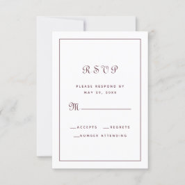 Elegante Bourgondiër Script Klassieke Trouw Bijlag RSVP Kaartje