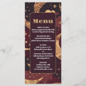 Elegante Bourgondiërend Gouden Hemelbruiloft Menu (Voorkant)