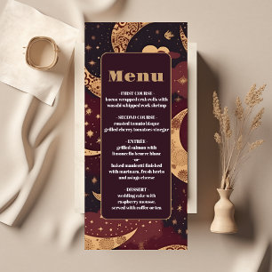 Elegante Bourgondiërend Gouden Hemelbruiloft Menu