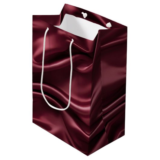 Elegante Bourgondisch Rode Kerst Medium Cadeauzakje (Voorkant Gekanteld)