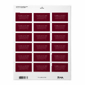 Elegante Bourgondische Adresetiketten Etiket (Full Sheet)