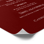 Elegante Bourgondische avond Wedding Bar Menu Poster (Hoek)