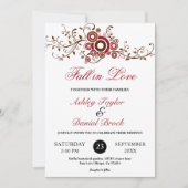 Elegante  Bourgondische bladeren Herfst Bloemenbru Kaart (Voorkant)