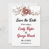 Elegante  Bourgondische bladeren Herfst Bloemenbru Save The Date (Voorkant)