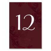 Elegante Bourgondische bloei bruiloft tafel nummer Kaart (Voorkant)