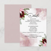 Elegante Bourgondische bloem bruiloft Informatiekaartje (Voorkant / Achterkant)