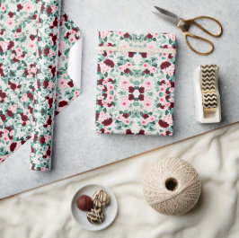 Elegante Bourgondische bloem Cadeaupapier