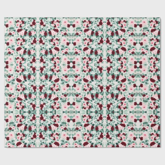 Elegante Bourgondische bloem Cadeaupapier (Vlak)