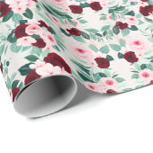 Elegante Bourgondische bloem Cadeaupapier (Rol Hoek)