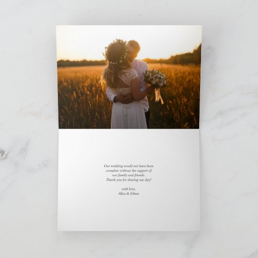 Elegante Bourgondische Bloem Eucalyptus Foto Bruil Bedankkaart (Binnen)