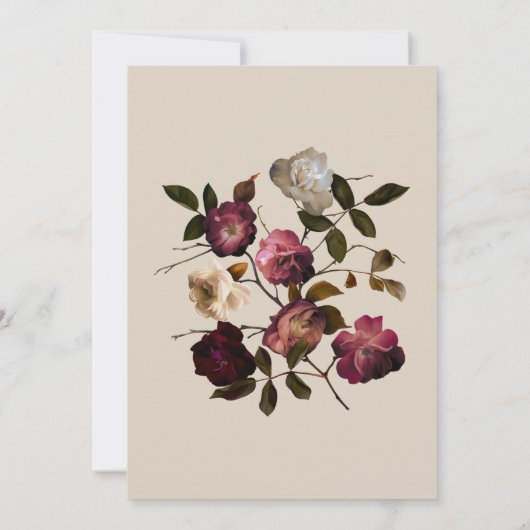 Elegante Bourgondische bloemen Boho chique moderne Kaart (Achterkant)