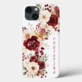 Elegante Bourgondische bloemen Case-Mate iPhone Case (Achterkant)