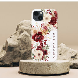 Elegante Bourgondische bloemen Case-Mate iPhone Case