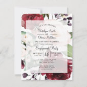 Elegante Bourgondische Bloemen Gouden Folie Verlov Kaart (Voorkant)