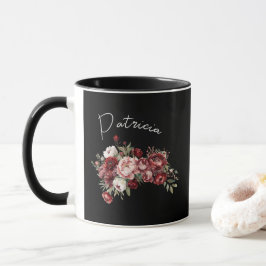 Elegante Bourgondische bloemen Mok