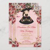 Elegante Bourgondische bloemen Presentación de Tre Kaart (Voorkant / Achterkant)