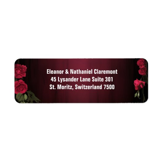 Elegante Bourgondische Bloemen Rozen Kroonluchter Etiket (Voorkant)