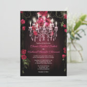 Elegante Bourgondische Bloemen Rozen Kroonluchter  Kaart (Staand voorkant)