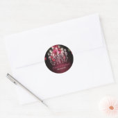 Elegante Bourgondische Bloemen Rozen Kroonluchter Ronde Sticker (Envelop)
