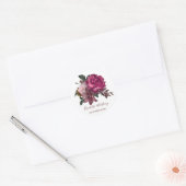 Elegante Bourgondische bloemenronde bruiloft Stick Ronde Sticker (Envelop)