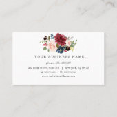 Elegante Bourgondische Blush Bloemen Lijst Make-up Visitekaartje (Achterkant)