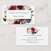 Elegante Bourgondische Blush Bloemen Lijst Make-up Visitekaartje (Voorkant / Achterkant)