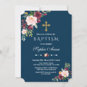 Elegante Bourgondische Blush Bloemen Marine Meisje Kaart (Voorkant)