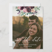Elegante Bourgondische Blush Fotobruiloft Save The Date (Voorkant)