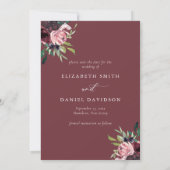 Elegante Bourgondische Blush Fotobruiloft Save The Date (Achterkant)
