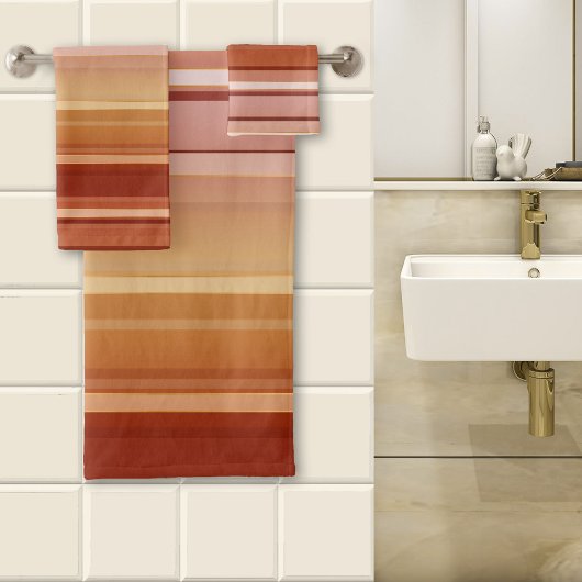 Elegante Bourgondische Blush Gestreepte Handdoeken