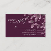 Elegante Bourgondische Bos Leaf Bruiloft RSVP Informatiekaartje (Voorkant)