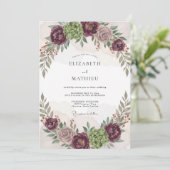 Elegante Bourgondische Bosbruiloft Kaart (Staand voorkant)