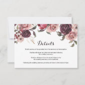 Elegante Bourgondische bruiloft details invoegen K Kaart (Voorkant)