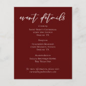 Elegante Bourgondische bruiloft Evenement Details  (Voorkant)