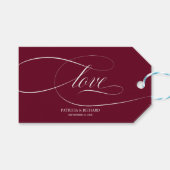 Elegante Bourgondische bruiloft gunst Labels Cadeaulabel (Voorkant (Horizontaal))