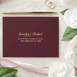 Elegante Bourgondische Bruiloft Party Retouradres Envelop