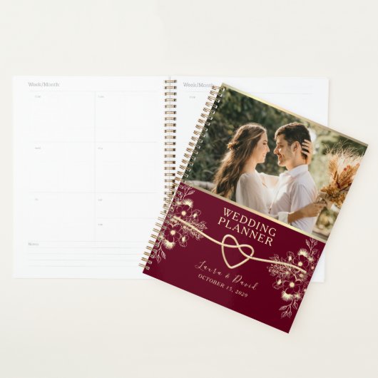 Elegante Bourgondische Bruiloft Planner (Display)