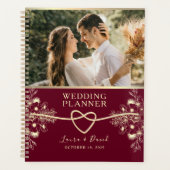 Elegante Bourgondische Bruiloft Planner (Voorkant)