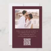 Elegante Bourgondische bruiloft QR RSVP Foto Kaart (Achterkant)